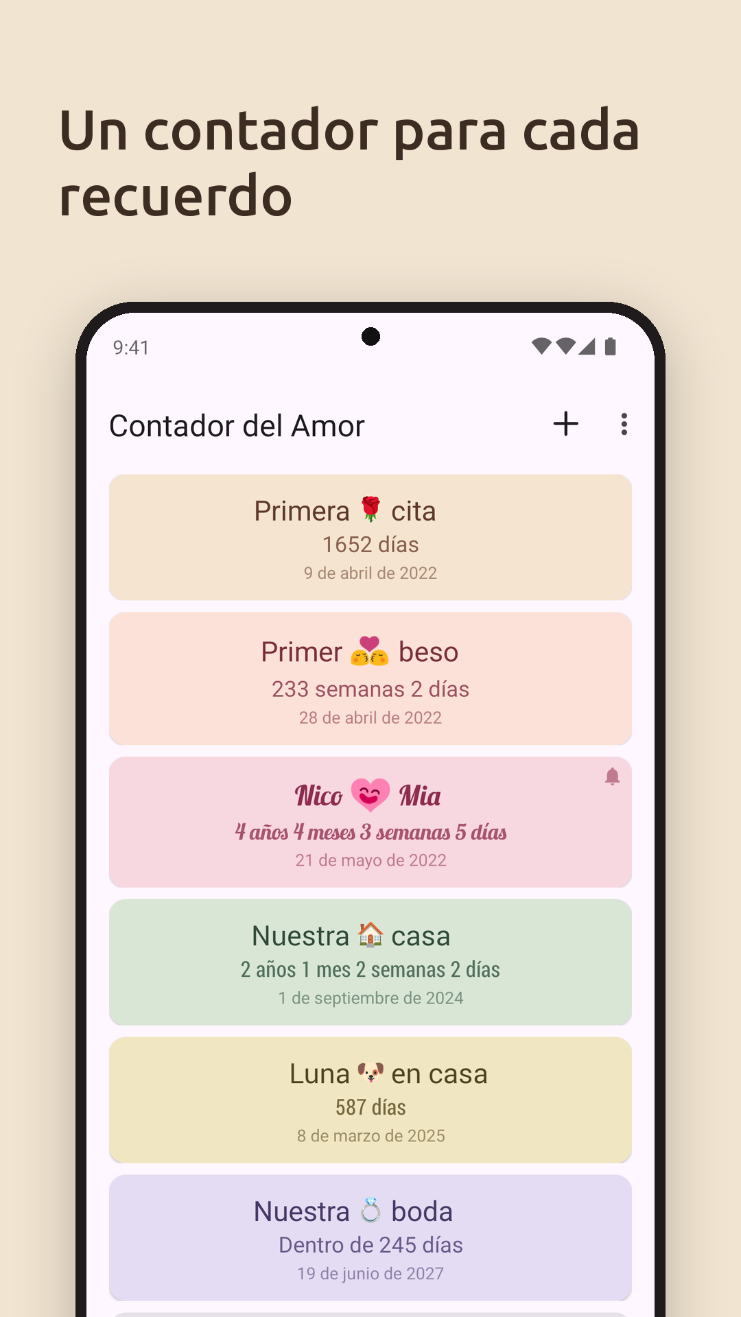 Un contador para cada recuerdo